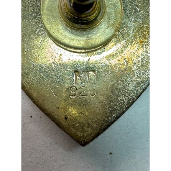 Estate Sterling Silver 925 ND Black Onyx Modernist Ribbed Heart Stud Earrings - Picture 5 of 8